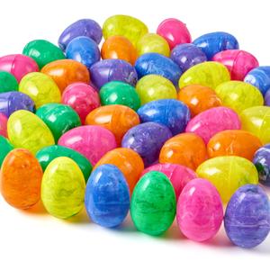 JOYIN 30 Pcs Plastic Iridescent Printed Bright Easter Eggs 3.15" Tall for Easter Hunt, Basket Stuffers Fillers, Classroom Prize Supplies, Filling Treats and Party Favor