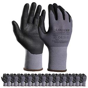 LOCCEF Safety Work Gloves MicroFoam Nitrile Coated-12 Pairs,Seamless Knit Nylon Gloves,Home Improvement,Micro-Foam Gloves (9Pairs,3XL)(Pack of 1)