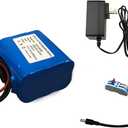 24V 5Ah Rechargeable Li-ion Battery Pack, Portable Bare Leads Wire Replacement Battery with 24Volt Charger