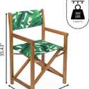 JONATHAN Y Cukor Coastal Acacia Wood Folding Outdoor Director Chair Set of 2 for Patio, Deck & Balcony, Weather-Resistant Teak Brown and Green/White, No Assembly Required DRC1001A-SET2