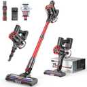 Cordless Vacuum Cleaner Rechargeable with 2600mAh Detachable Battery, Powerful Vacuums with 2 Adjustable Modes, Lightweight Portable Stick Vacuum for Home (Burgundy)