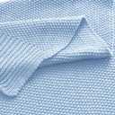 PiccoCasa 100% Cotton Knit Throw Blanket,Solid Lightweight Decorative Throws and Blankets,Soft Knitted Throw Blanket for Sofa Couch, Pale Blue 50" x 60"
