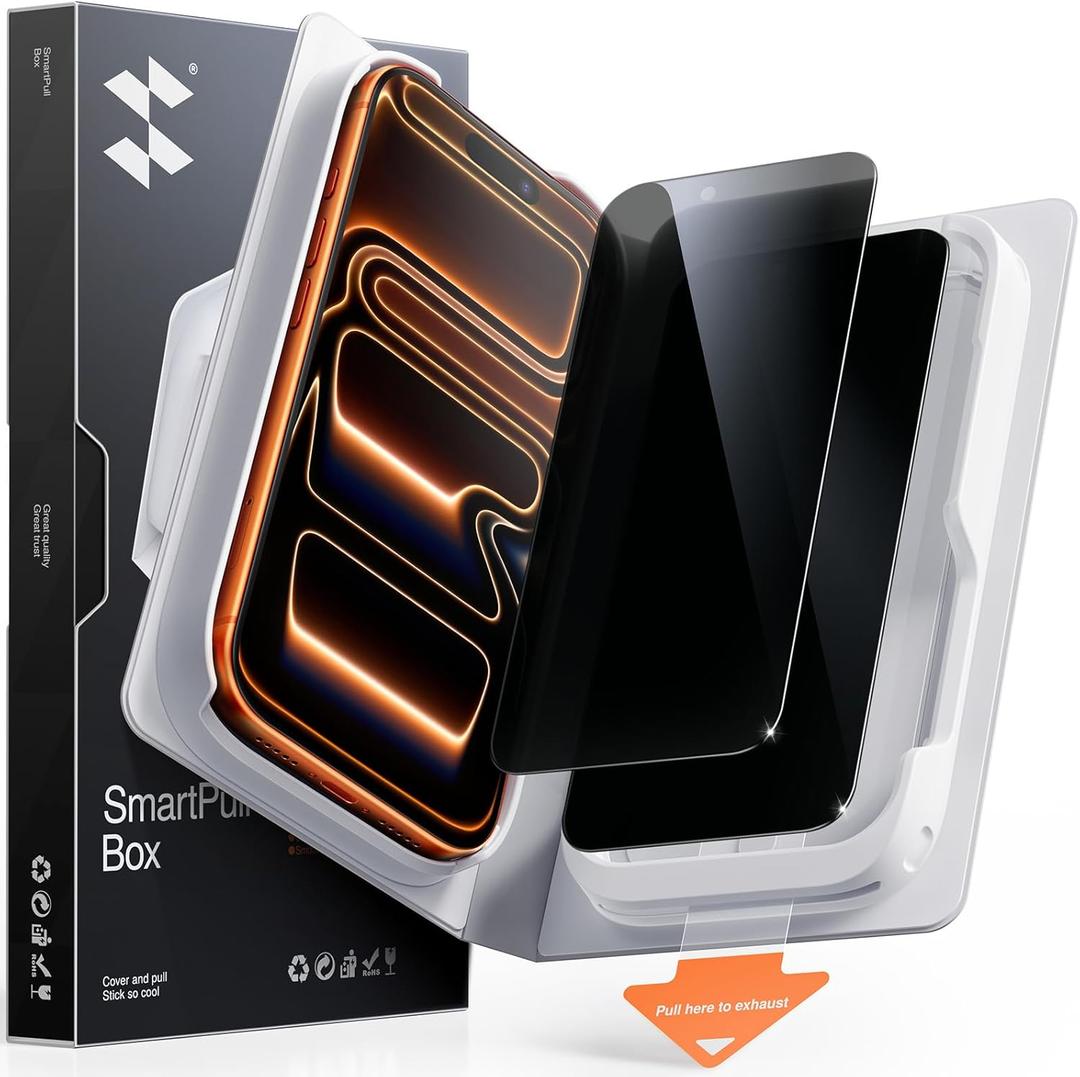 SMARTDEVIL 2 Pack Tempered Glass for iPhone 17 Pro Max Privacy Screen Protector, Military-Grade Shatterproof Protection, 9H Hardness, Anti-Spy Privacy Film, Fast & Easy Installation, Case Friendly Design (Black)