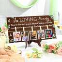 RattanView Wood Memory Table Sign 16 x 8 Inch in Loving Memory Wedding Sign with 5 Clips Wedding Decor for Ceremony and Reception Wooden Memorial Picture Board to Honor Souls(Eucalyptus 3)