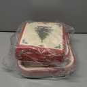 Grencian 200Pcs Christmas Party Decorations Christmas Tree Red Border Plates and Napkins Vintage Xmas Tree Tableware Sets for Xmas Winter Holiday Dinner Party Supplies Serves 50