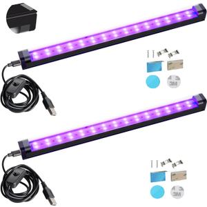 Black Light Bar 10W 1ft LED Blacklight for Poster Body Paint Glow Party UV Strip Lights for Cabinet and Display Magnetic THLITURE 2 Pack