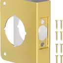 Single Hole Door Knob Reinforcement Plate, Polished Gold, Fits 1-3/8" Doors, 2-3/8" Backset, Door Lock and Door Knob Cover Plate, Deadbolt Cover Plate Reinforce and Repair Wood or Metal Doors