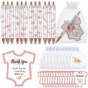 Chuangdi 50 Sets Baby Shower Favors Gifts for Guests Includes 50 Pcs Ballpoint Pens, Thank You Cards and Organza Bags(Flower)
