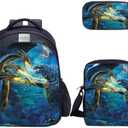 MATMO Monster Dragon Backpack and Lunch Bag Set for Boys, School Backpacks Shoulder Bag Pencil Case (Monster Dragon Backpack Set 13)