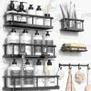 YASONIC Shower Caddy, 100% Rustproof Shelves for Inside Shower, No Drilling Bathroom Organizers and Storage, 6 Pack Large Capacity Bathroom Caddy for Kitchen & Home Decor (XL, Black)
