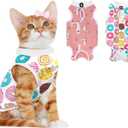 2 PCS Cat Recovery Suit Female Cat Onesie for Cats After Surgery Spay Abdominal Wounds, Kitten Recovery Suit Female Breathable E-Collar Alternative Kitten Onesie Anti Licking Large