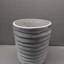ROUND RUFFLE CERAMIC PLANTERS VINTAGE ANTIQUE WHITE