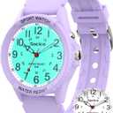 SOCICO Watch for Men Women Big Face Classic Analog Quartz Sports Backlight Unisex Waterproof Nurse Watch for Medical Army Military Time with Second Hand Easy to Read Casual Wristwatch (Purple)