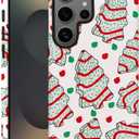 DAIZAG Case for Samsung Galaxy S25 Ultra,Christmas Tree Polka Dots Phone Case Durable Frosted Double-Layer Protection Cover for Women Girl
