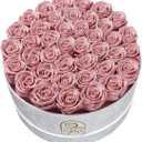 Gifts for Women Preserved Roses Flower Box, Luxury Velvet Box with 40 Roses, Preserved Flowers, Romantic Gift for Her, Wife, Girlfriend, Birthday Anniversary Christmas (Dusty Pink)