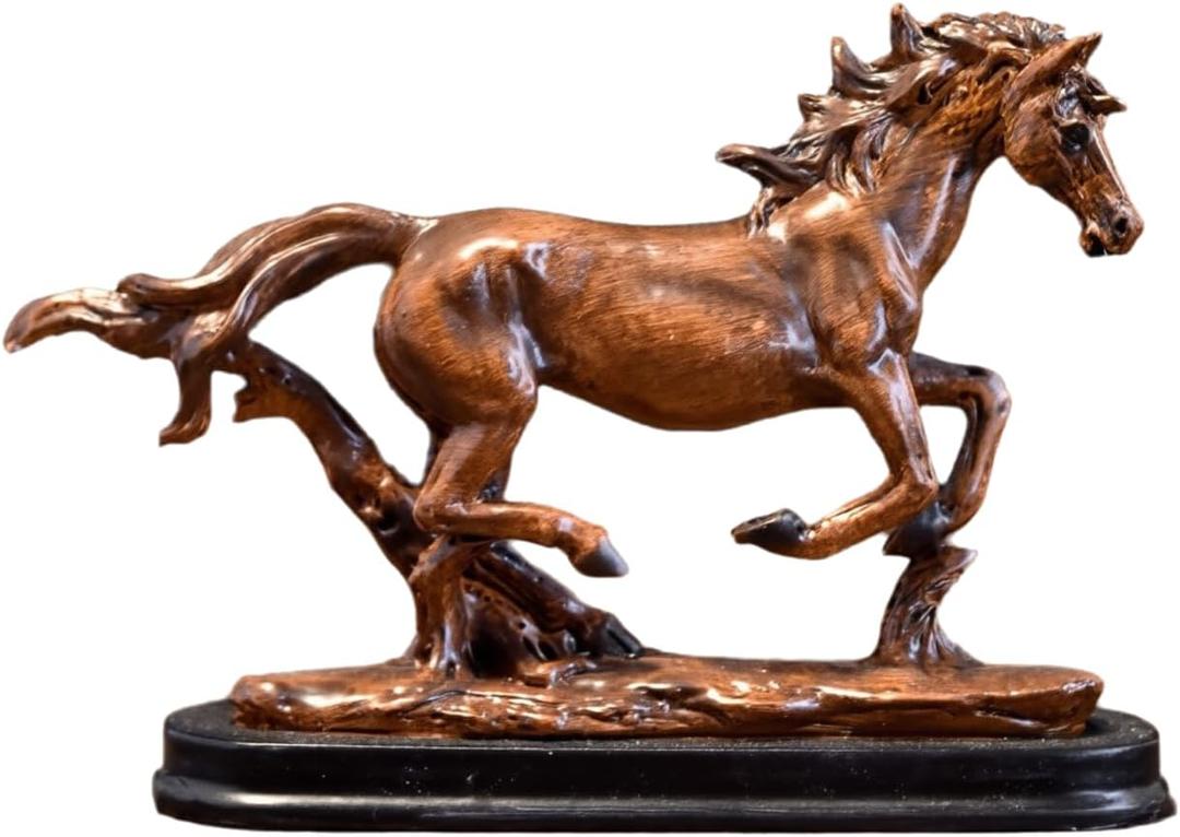 Decorative Galloping Running Horse Statue Home Animal Decor Tabletop Office Desk Collection Gift Collectible 5.5x1.4x3.9 Inches (Wood)
