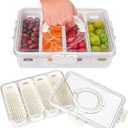 AIERSA Snackle Box Container,Divided Serving Tray with Lid,4 Compartment Travel Snack Container,Fruit Veggie Tray with Lid for Fridge Fresh Keeping,Portable Snack Tray for Picnic,Party,Travel