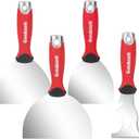 Goldblatt 4-piece Stainless Steel Joint Knife Set, 3-piece 4'', 5'', 6'' Putty Knives and 9-in-1 Multi-Tool Painter Scraper, Soft Handle with Hammer End, for Drywall