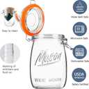 Anwoi Wide Mouth Glass Jars with Airtight Lid 32OZ 4 Pack, Kitchen Storage Large Clear Canister Jars with Hinged Lid with Measurement Marks For Canning,Coffee,Flour,Sugar,Beans