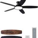 VONLUCE Ceiling Fans with Lights, 52 Inch Ceiling Fan and Remote, Full-spectrum LED Light, 3CCT, 6-Speeds Noiseless Reversible DC Motor, Modern Ceiling Fan for Farmhouse Bedroom Indoor, Black