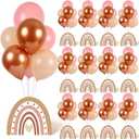 12 Sets Boho Rainbow Baby Shower Balloon Stand Kit for Table Boho Centerpieces with Balloon 3D Rainbow Party Decorations for Boys Girls Birthday Party Supplies