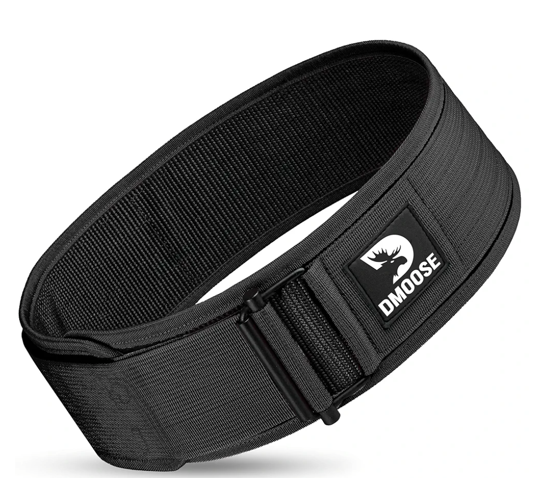 DMoose Weight Lifting Belt - Auto Locking Gym Belt for Olympic Training, WOD, Cross Training for Men and Women - 4" Nylon Workout belt with Adjustable Buckle - Provides Lumbar Support and Stability(L)
