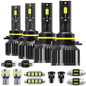 Light Bulbs Fit for Chevy Silverado 1999-2006,High Low Beam Combo 9005 9006 Lights with Cooling Fan,600% Brighter Powersports Bulbs Interior Lights Kit,Plug and Play,16PCS