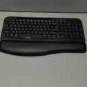 Ergonomic Wireless Keyboard with Cushioned Wrist Rest, Wave Keys, Phone Holder, Comfortable Natural Typing, 2.4GHz Full Size Cordless USB Computer Keyboard for Windows, Mac OS, Laptop, PC (Black)