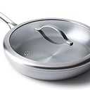 GreenPan X Food 52 Five-Two Essentials, Tri-Ply Stainless Steel 12" Frying Pan Skillet with Lid, PFAS-Free, Multi Clad, Induction, Dishwasher Safe, Oven Safe, Silver