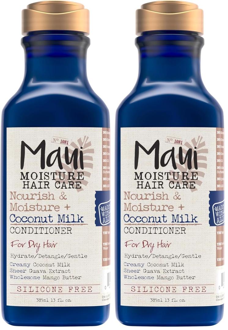 Maui Moisture Nourish & Moisture + Coconut Milk Conditioner to Hydrate and Detangle Curly Hair, Lightweight Daily Moisturizing Conditioner, Vegan, Silicone & Paraben-Free, 13 fl oz (Pack of 2)