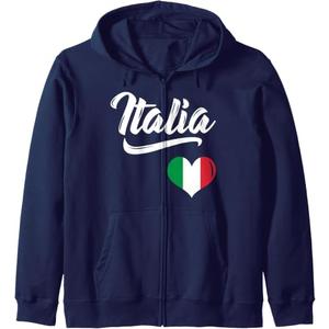 Italy Gift Flag Italy Vintage Italia Italiano Italian Zip Hoodie, Small, Navy Blue
