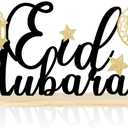 COCHIE Metal Eid Mubarak Sign, Ramadan Decorations for Home, Shelf, Mantel, Indoor, Moon Star Eid Decor, Eid Mubarak Ramadan Table Top Party Decoration (Eid)