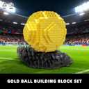 Gold Soccer Ball Micro Mini Building Block Set for Adults, Sports Football Fans for Home Office Decor, STEM Trophy Educational Toys for Boys Teens Age 14+ (646 Pieces) No Compatible with Lego