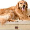 EHEYCIGA Orthopedic Dog Beds for Large Dogs, Waterproof Memory Foam Large Dog Bed with Sides, Non-Slip Bottom and Egg-Crate Foam Pet Couch Bed with Washable Removable Cover, Greige (41.0"L x 27.0"W x 6.5"Th, Graige)