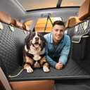 SHARLOVY Back Seat Extender for Dogs, Heavy Duty Dog Car Seat Cover for Back Seat and Aggressive Chewer, Large Hard Bottom Seat Cover for Dogs, Dog Hammock for Car, Travel Pet Bed for Car, SUV, Truck (Black)