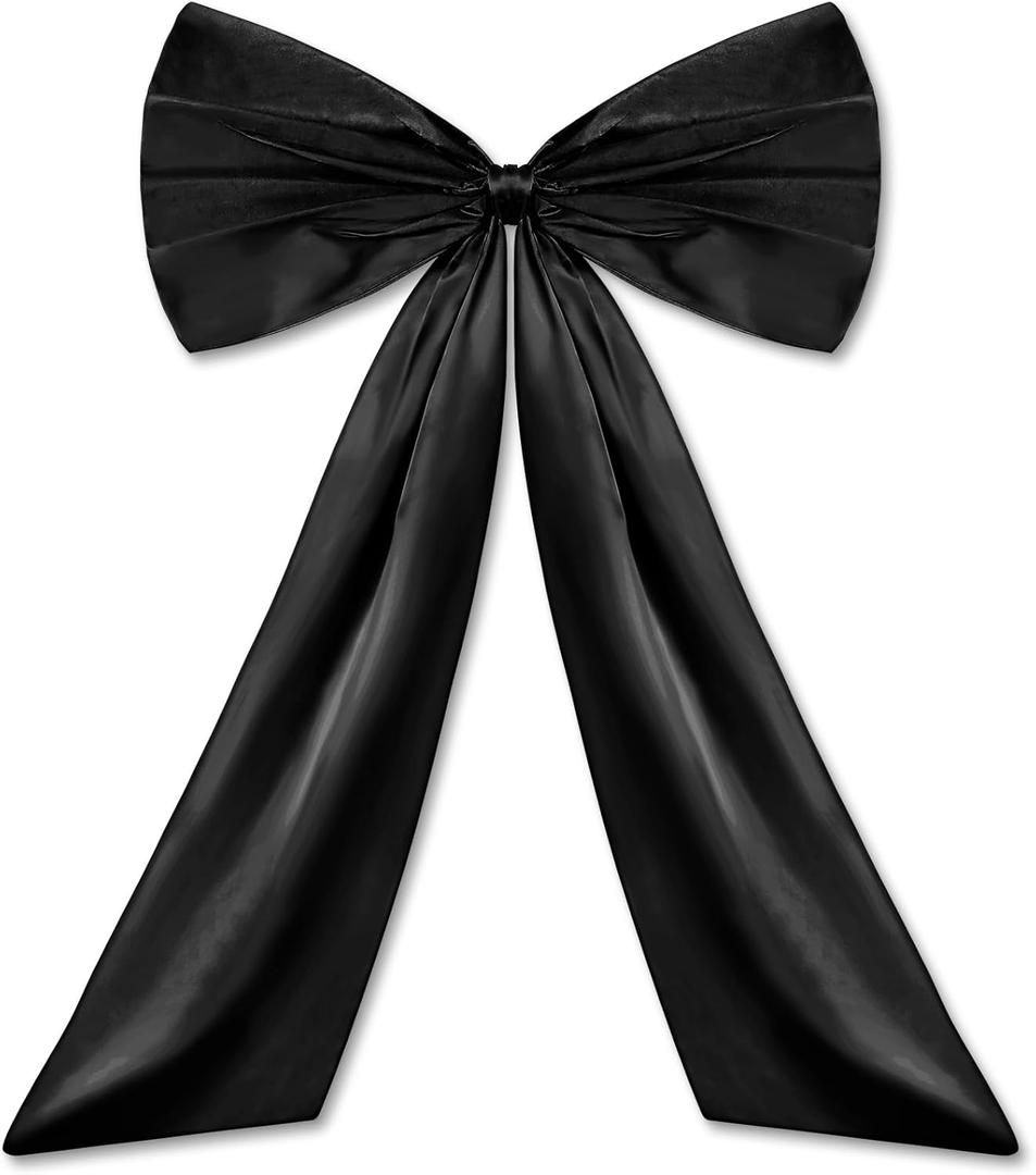Black Large Bow Decor Big Bow Coquette Birthday Decoration for Room Giant Satin Ribbon Tie for Party Backdrop Wedding Bridal Shower Valentine's Day Wall Hanging Decor (24 x 36 Inches)