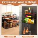 Vicenpal 2 Set Magnetic Shelf for Fridge with Wood Lid 3 Tier Drawer Spice Rack Heavy Duty Fruit Basket Potato and Onion Storage Bins Magnetic Kitchen Organizer for Refrigerator Home Kitchen Cabinet