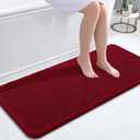 OLANLY Bathroom Runner Rugs 47x20, Extra Soft Absorbent Chenille Bath Rugs, Rubber Backing Quick Dry, Machine Washable Long Bath Mats for Bathroom Floor, Tub and Shower, Home Decor Accessories, Red
