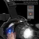 20Modes Headlamp Rechargeable with Zoom&Red Side Light,4000LM Headlight with Motion Sensor 3Color Lights, IP65 Waterproof 90° Adjustable Hiking Fishing Camping Emergency Hard Hat Headlamp
