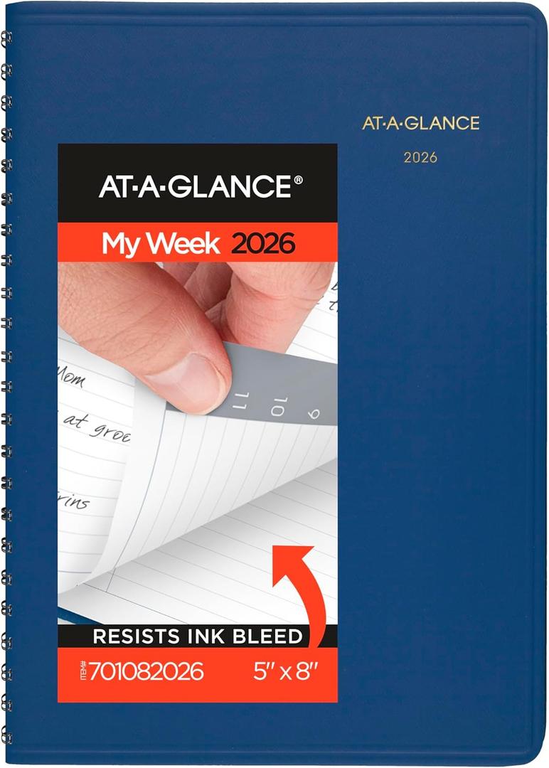 AT-A-GLANCE 2026 Appointment Book Planner, Weekly, 5" x 8", Small, Hourly, Blue (701082026)