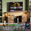 Huuger TV Stand Dresser with Power Outlets and LED Lights, 4 Drawers Entertainment Center with Shelves, 54 Inch Media Console for 55 60 Inch TV, 4 AC Outlets, 2 USBs, Rustic Brown