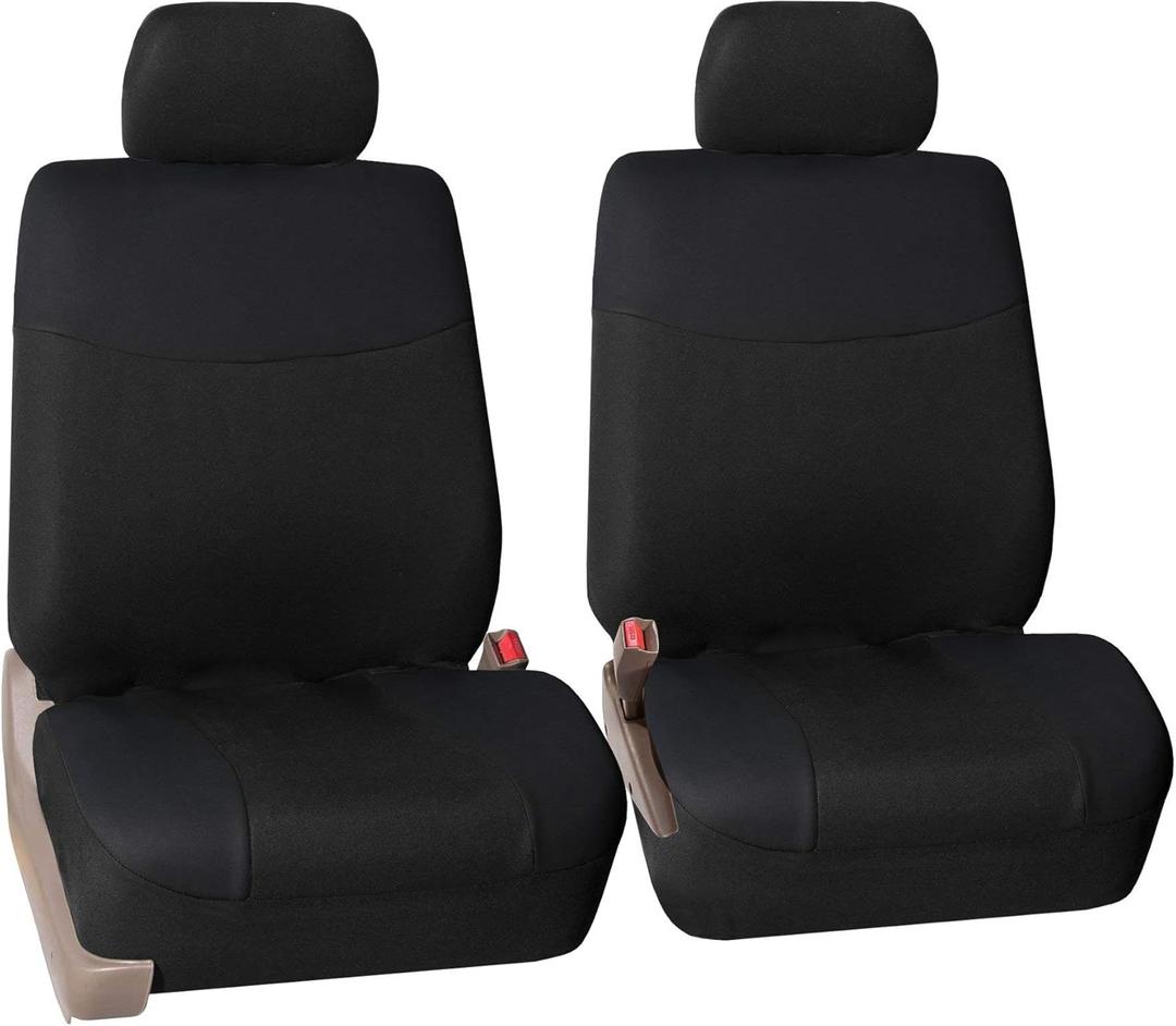 FH Group Car Seat Covers Front Seats Only Solid Black Travel Master Seat Covers Automotive Seat Covers, Airbag Compatible Universal Fit Interior Accessories Cars Trucks SUV Car Accessories Protector