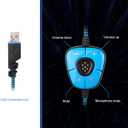 SADES SA902 Stereo Gaming Headset 7.1 USB Surround Sound PC Headsets Over-Ear Gaming Headphones with Microphone LED Light Black Blue