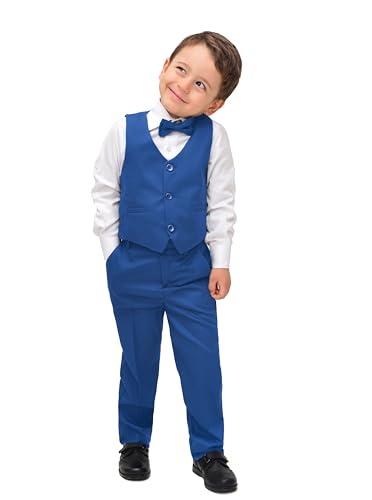 Lilax Boys Formal 4 Piece Dress Shirt, Pants and Tie and Vest Suit Set (7-8 Years, Royal Blue)