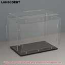 LANSCOERY Acrylic Display Case, 6x4x4 in, Upgraded Thickened UV-Resistant Showcase, 98% Clarity Dustproof Box with Glossy Black Base for Action Figures, LEGO & Models, Includes Scraper & LED Light