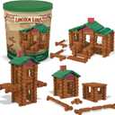 Basic Fun Lincoln Logs - Centennial Tin, 111 Pieces, Real Wood Logs, Ages 3+, Best Retro Building Set for Boys and Girls, Creative Construction Engineering