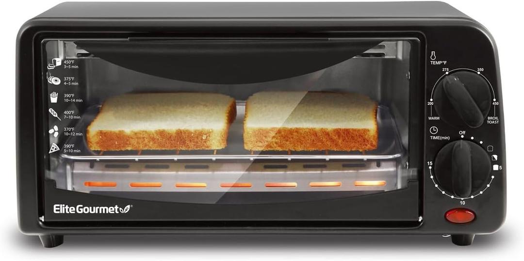 Elite Gourmet 2-Slice Toaster Oven Aluminum,Glass,Plastic Black