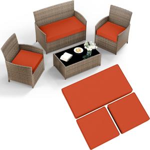 3 Pack Outdoor Patio Furniture Cushion Replacement Covers, Waterproof Loveseat Cushion Covers - 36182,18182, for 4-Seater Wicker Rattan Patio Conversation Set Loveseat Couch Furniture, Cover Only