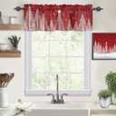 ALAGEO Christmas Valances for Windows Red Christmas Tree Christmas Kitchen Curtain Valances Rod Pocket Holiday Valances for Kitchen Window Curtain Seasonal Valance Christmas Decor 1 Panel, 42x12 Inch