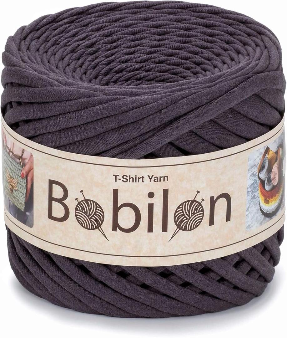 T-Shirt Yarn Fettuccini Zpagetti Style, 7-9 mm Yarn for Crocheting, Knitting, Macrame, Ribbon Cotton Fabric, Nightfall